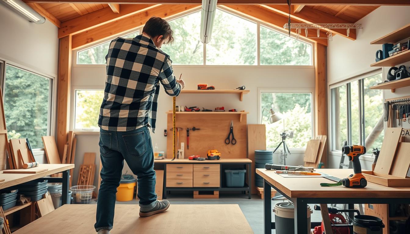 Measuring and marking wall for shelf installation