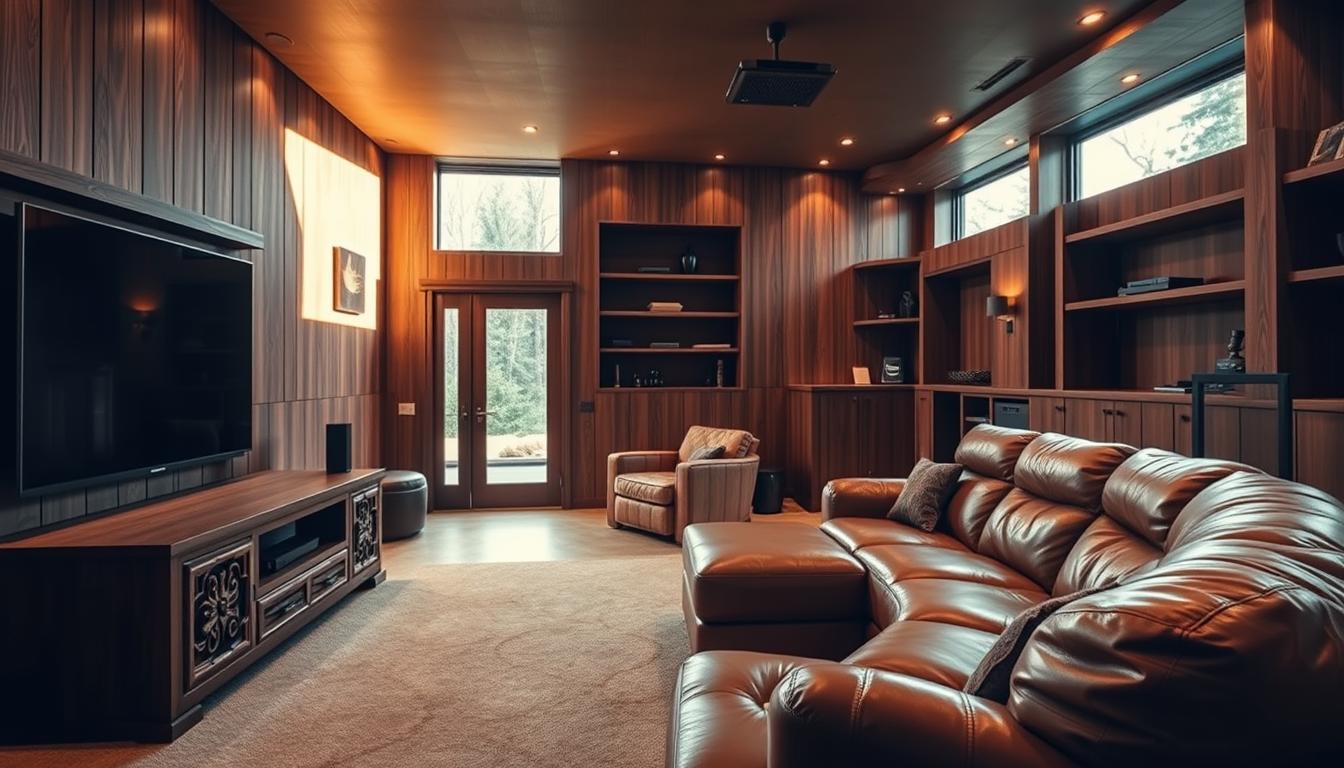 custom wooden furniture in home theater