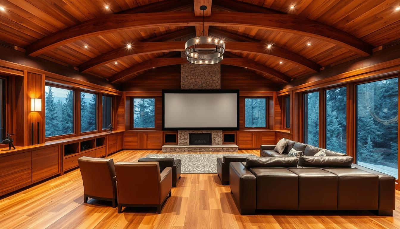 modern and rustic home theater design