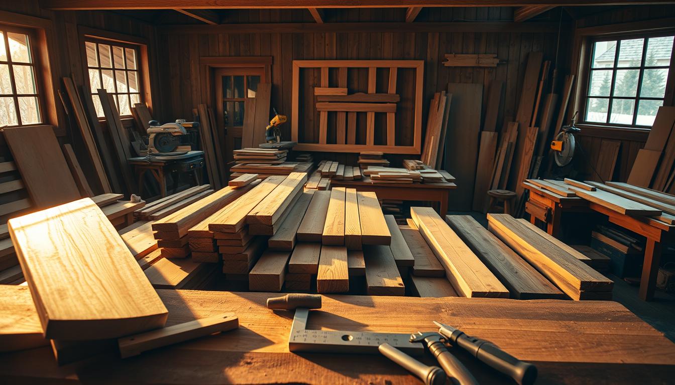 preparing lumber and frame