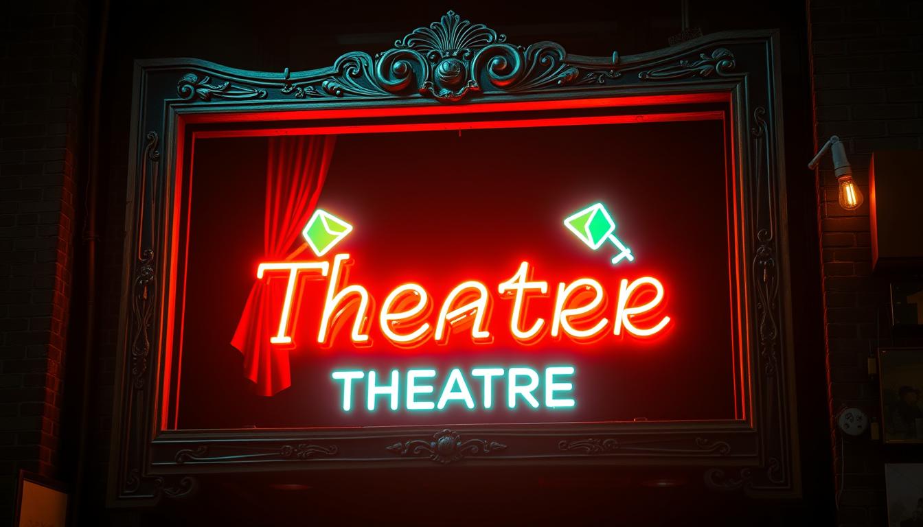theater-themed neon sign theater-themed neon sign