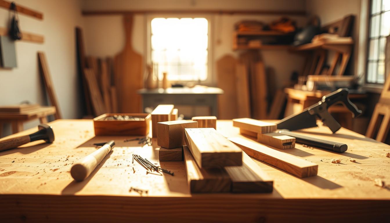 wooden boards and tools