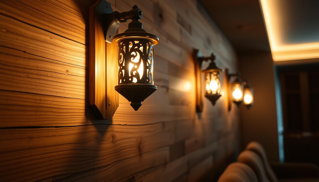 wooden sconce installation
