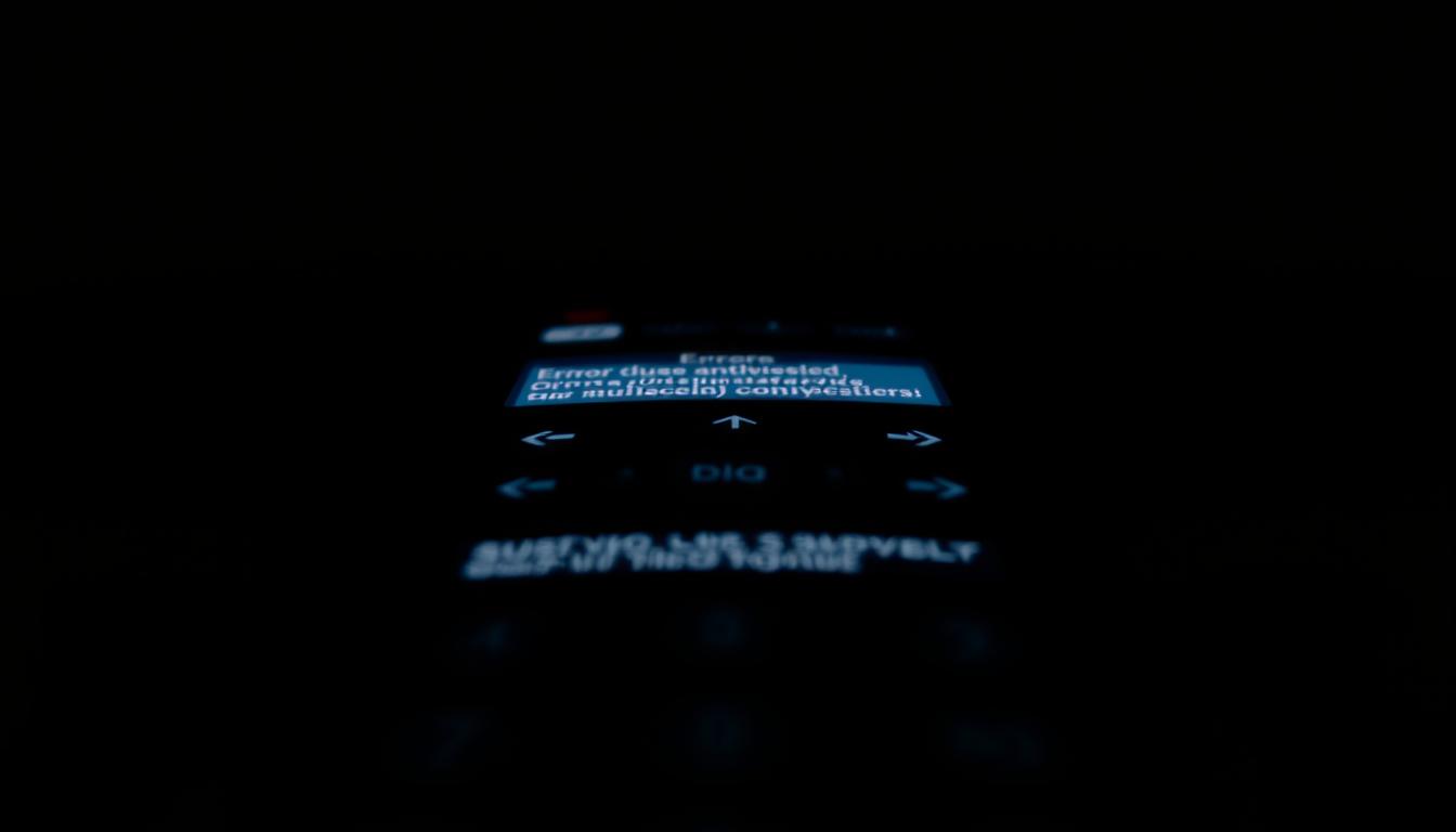 A close-up view of a remote control displaying various error messages on its LCD screen. The remote's buttons are illuminated, casting a soft glow across the dark, minimalist background. The error messages are depicted in a bold, high-contrast font, hinting at the frustration and confusion experienced when troubleshooting connectivity issues. The scene is captured with a shallow depth of field, emphasizing the remote control as the central focus, while the blurred background suggests a sense of isolation and the need for resolution. The overall mood is one of technical difficulty, but with a hint of problem-solving determination. A close-up view of a remote control displaying various error messages on its LCD screen. The remote's buttons are illuminated, casting a soft glow across the dark, minimalist background. The error messages are depicted in a bold, high-contrast font, hinting at the frustration and confusion experienced when troubleshooting connectivity issues. The scene is captured with a shallow depth of field, emphasizing the remote control as the central focus, while the blurred background suggests a sense of isolation and the need for resolution. The overall mood is one of technical difficulty, but with a hint of problem-solving determination.