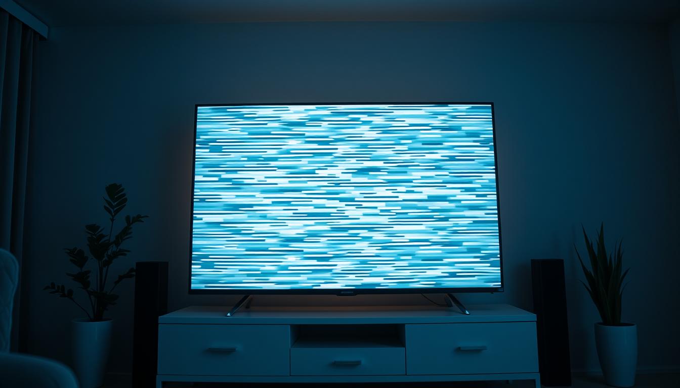A flickering HDMI connection, displayed on a realistic flat-screen TV screen set against a dimly lit, modern living room interior. The screen flickers and distorts, exhibiting glitchy, pixelated patterns and color banding, creating a sense of frustration and technical difficulty. The TV is positioned on a sleek, minimalist entertainment center, surrounded by potted plants and subtle ambient lighting, conveying a cozy, sophisticated atmosphere. The camera angle is slightly low, capturing the screen at an engaging, eye-level perspective, drawing the viewer into the technical problem at hand. A flickering HDMI connection, displayed on a realistic flat-screen TV screen set against a dimly lit, modern living room interior. The screen flickers and distorts, exhibiting glitchy, pixelated patterns and color banding, creating a sense of frustration and technical difficulty. The TV is positioned on a sleek, minimalist entertainment center, surrounded by potted plants and subtle ambient lighting, conveying a cozy, sophisticated atmosphere. The camera angle is slightly low, capturing the screen at an engaging, eye-level perspective, drawing the viewer into the technical problem at hand.