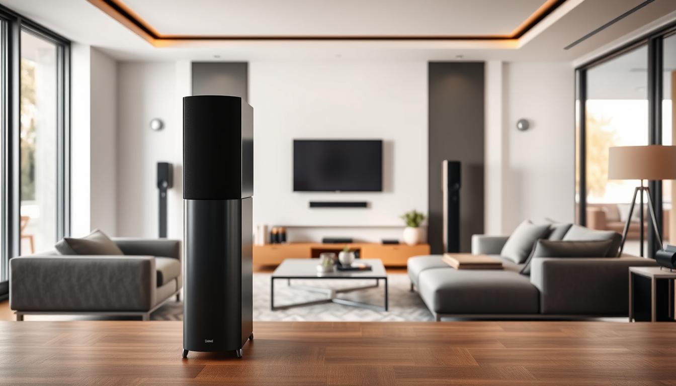 A sleek, modern living room showcases a seamless wireless audio setup. In the foreground, a high-end wireless speaker system stands prominently, its minimalist design blending effortlessly with the room's decor. The middle ground features a wall-mounted display, serving as a central control hub for managing the multi-zone audio system. Subtle, discreet wireless access points are mounted unobtrusively on the walls, enabling the seamless distribution of audio throughout the space. The background depicts a spacious, well-lit environment with large windows, allowing natural light to flood the room and create a warm, inviting atmosphere. The overall scene conveys a sense of effortless technology integration, where the wireless audio system is seamlessly woven into the fabric of the living space.